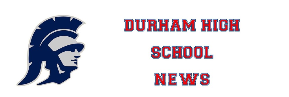 Picture of the Durham Trojan and text that says "Durham High School News"