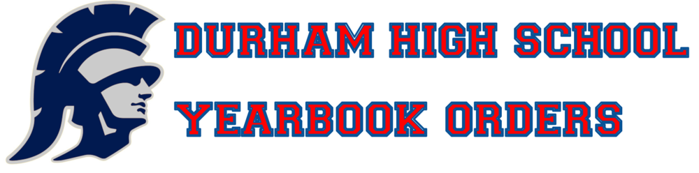 Text that state "Durham High School yearbook orders" and a picture of the school mascot